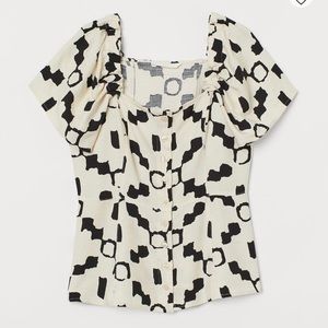 H&M Square Neck Peplum Top Size M